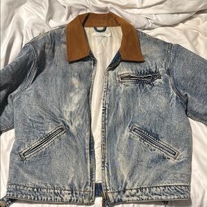 MNML Blue and Brown Bomber Varsity Jacket